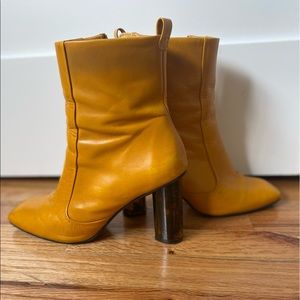 Kurt Geiger yellow, tortoise shell booties